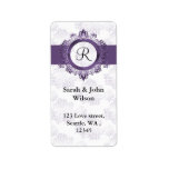 purple monogram return address label