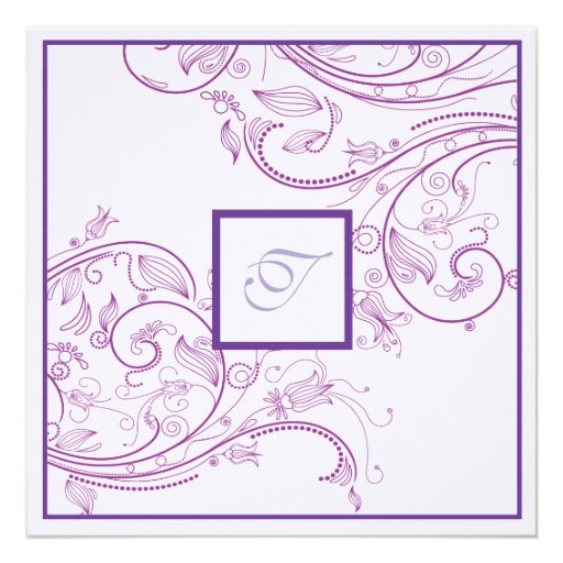 Purple Monogram Wedding Invitation