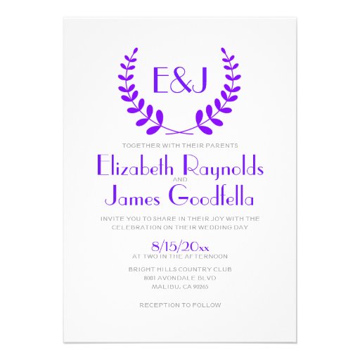 Purple Monogram Wedding Invitations