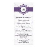 purple monogram Wedding program Custom Rack Card