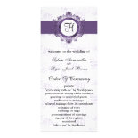 purple monogram Wedding program Custom Rack Card