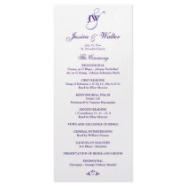 Purple Monogram Wedding Program Custom Rack Card