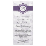 purple monogram Wedding program Custom Rack Card