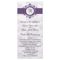 purple monogram Wedding program Custom Rack Card