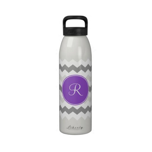 Purple Monogram with Chevron Water Bottle