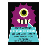 Purple Monster Birthday Party Invitations Black