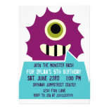 Purple Monster Birthday Party Invitations White