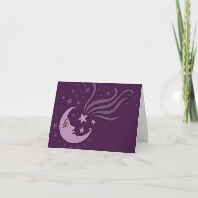 purple moon and stars notecard