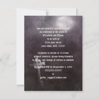 Purple Moon Cemetery Goth Wedding Invitation zazzle_invitation