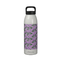 Purple Morning Glories Floral Pattern Reusable Water Bottles