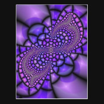 Purple Mosaic Fractal Flower postcards