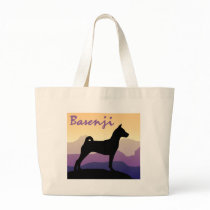 Purple Mountains Basenji Canvas Bag