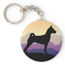 Purple Mountains Basenji Keychain