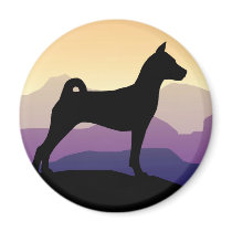 Purple Mountains Basenji Fridge Magnet