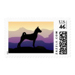 Purple Mountains Basenji Postage Stamp