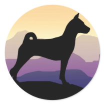 Purple Mountains Basenji Sticker