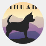 Purple Mountains Chihuahua Round Sticker