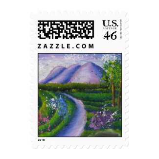 Purple mountains stamp stamp