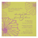 Purple Mum Flowers Wedding Invitation