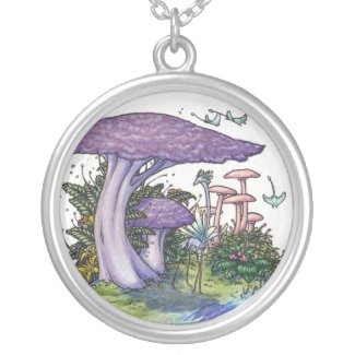 Purple mushrooms necklace necklace