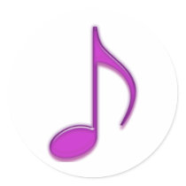Purple Musical Note Round Stickers