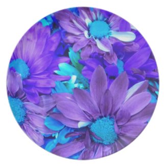 Purple N Turquoise Daisy Bouquet Plate fuji_plate