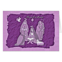Purple Nativity Scene Greeting Card