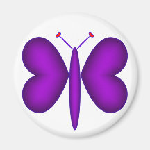 Purple Neon Hearts Butterfly Refrigerator Magnet