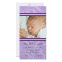 Purple New Style New Baby Photo Card photo cards by CuddleTree Purple New Style New Baby Photo Card photo cards