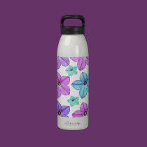 Purple Nicotiana Flower Design Water Bottle water bottles