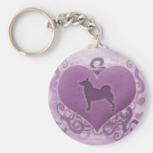 Purple Norwegian Buhund Valentine Keychains
