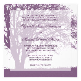 Purple Oak Tree Fall Wedding Personalized Invitation