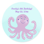 Purple Octopus Birthday Custom Favor Sticker