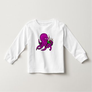 Purple Octopus Playing Green Bagpipes T-shirts