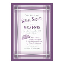 Purple Ombre Plaid Umbrella Bridal Shower Personalized Invites