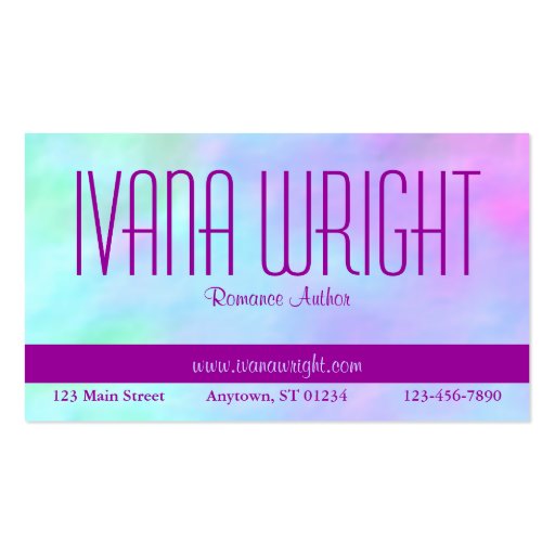 Purple on Blues Author Business Card (front side)