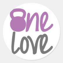 Purple "One Love" Round Sticker