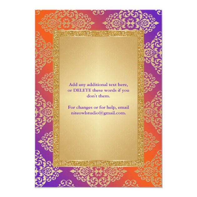 Purple and gold wedding invitation templates