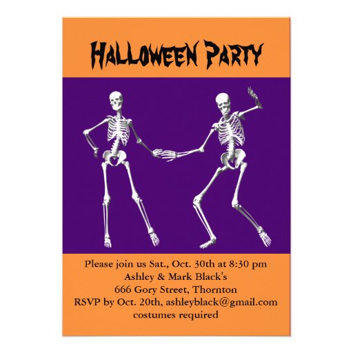 Purple & Orange Halloween Skeletons Cards