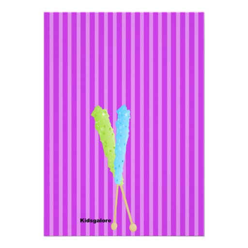 Purple & Orange Lollipop Girls Birthday Invitation