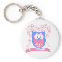 Purple Orange Whimsical Cute Owl Keychain keychains