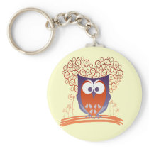 Purple Orange Whimsical Cute Owl Keychain keychains