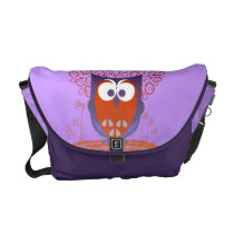 Purple Orange Whimsical Cute Owl messenger bag messenger bags