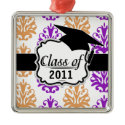 purple orange white damask graduation