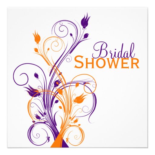 Purple Orange White Floral Bridal Shower Invite