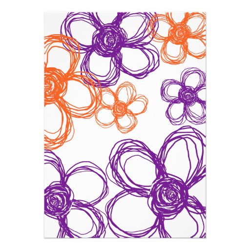 Purple & Orange Wild Flowers 5x7 Invitation