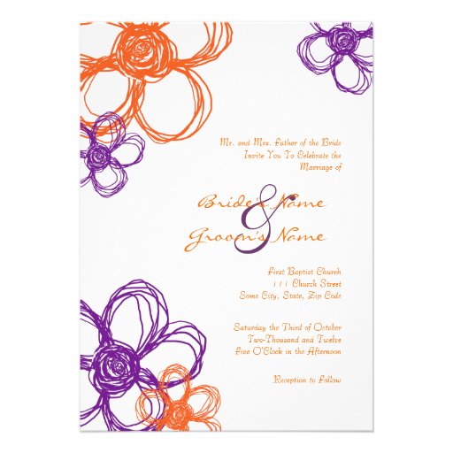 Purple & Orange Wild Flowers 5x7 Invitation