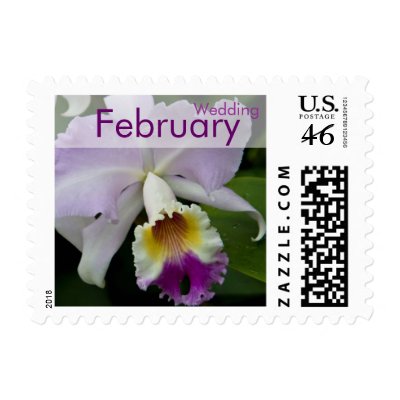 Purple Orchid February Wedding Stamp by SabineStGreetings