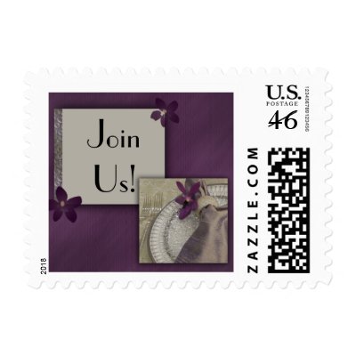 Purple orchid invitation postage stamps