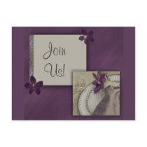 Purple orchid invitation postcards